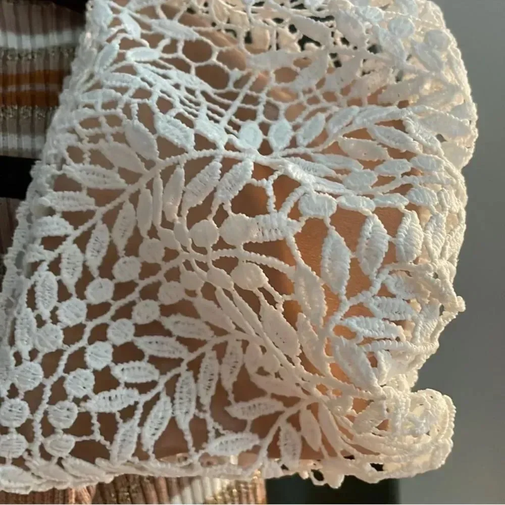 Dress The Population Women's White Beige Lace Sacha Shoulder-H3